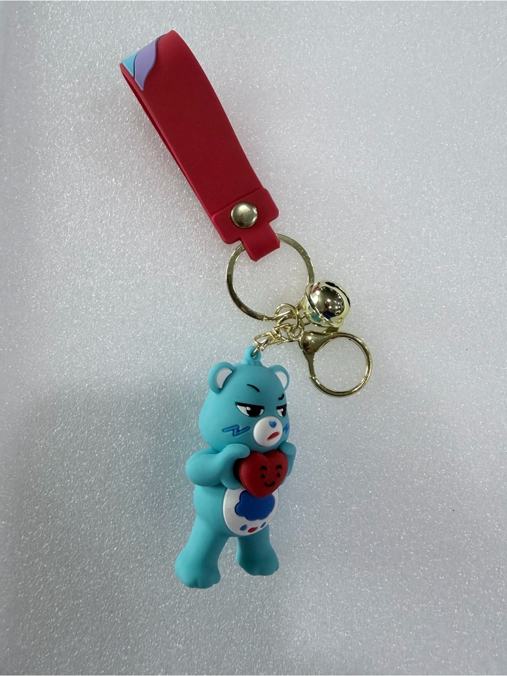 Blue Bear Heart Keychain Toy - Silicone Charm